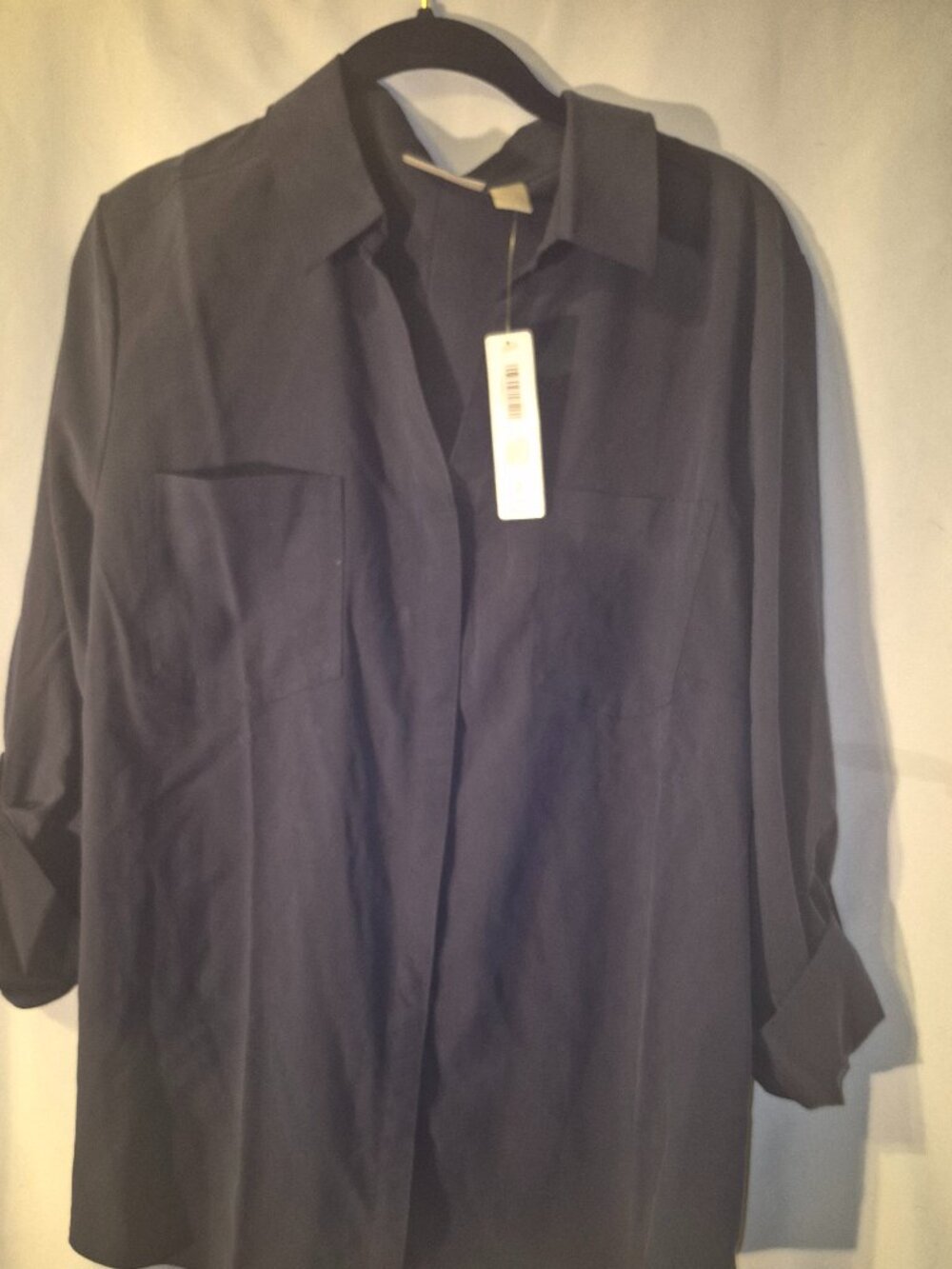 Chico's Navy Silky Soft Relaxed Blouse
